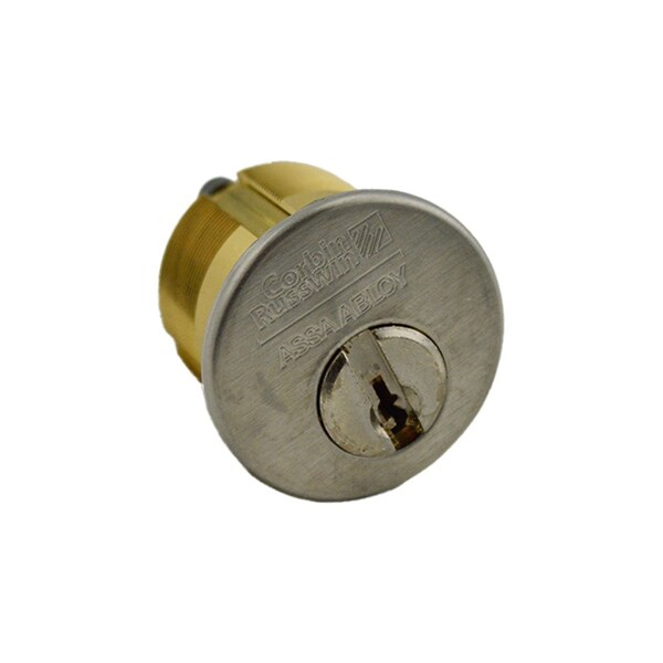 Corbin Russwin 1-1/8" Standard Mortise Cylinder with Cloverleaf Cam and 6 Pin 77 Keyway Satin Chrome CR1000118A0162677 - main